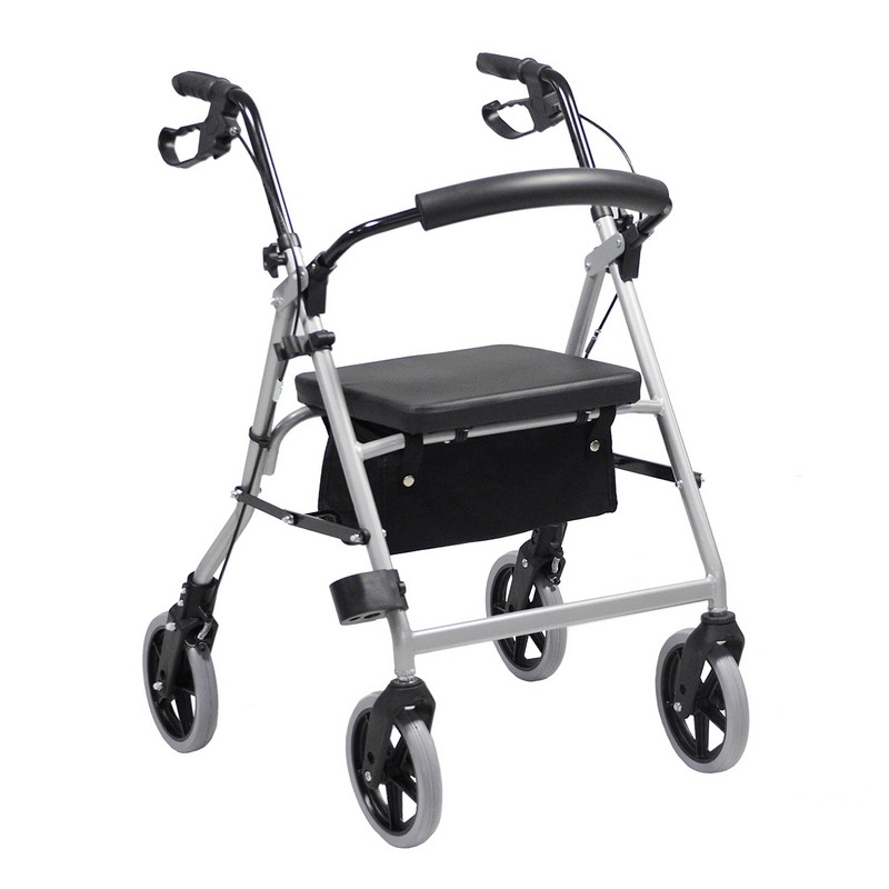 Andador Rollator de aluminio plegable "NOVA" con asiento, respaldo, cesta y soporte bastones - Ortocasa Ortopedia